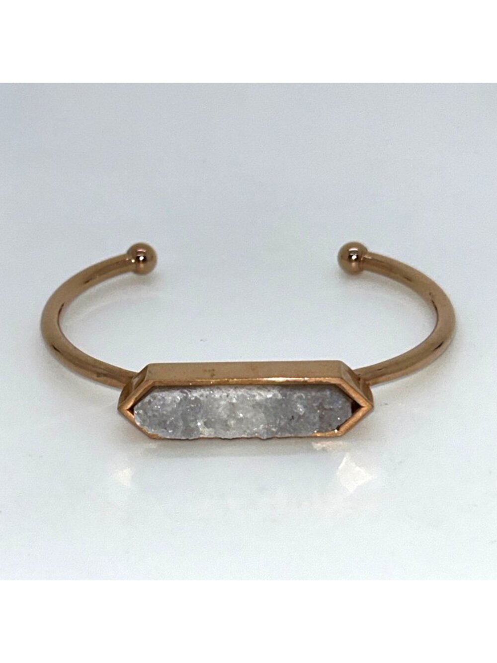 Druzy Quartz Cuff Bracelet Rose Gold-tone by Kinsley Armelle